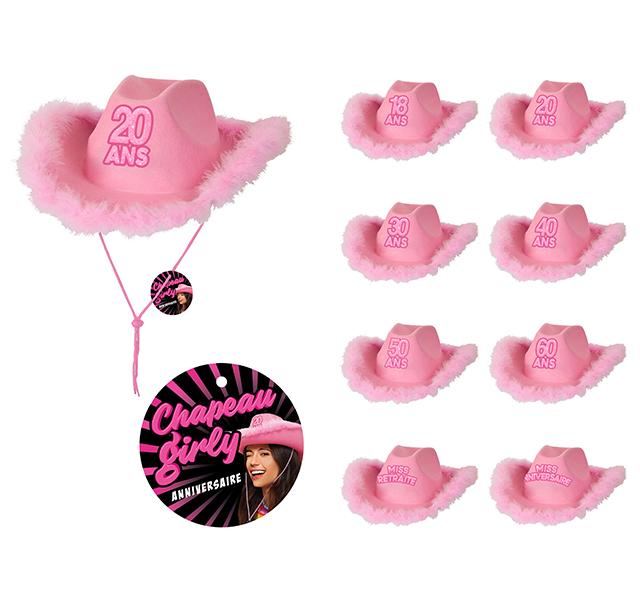 Chapeau Girly Anniversaire Rose