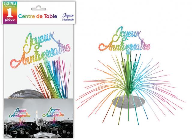 Centre de table Joyeux Anniversaire Multicolore